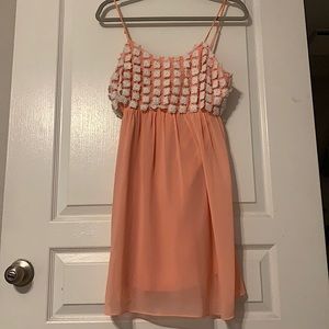 Coral Dress with Floral Lace